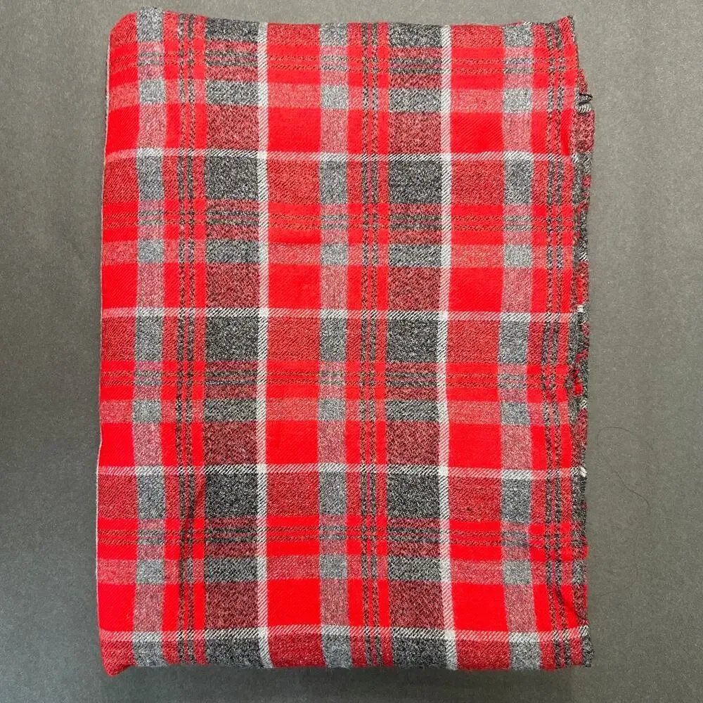Brushed Rayon‎ Plaid Fabric Red Gray 46